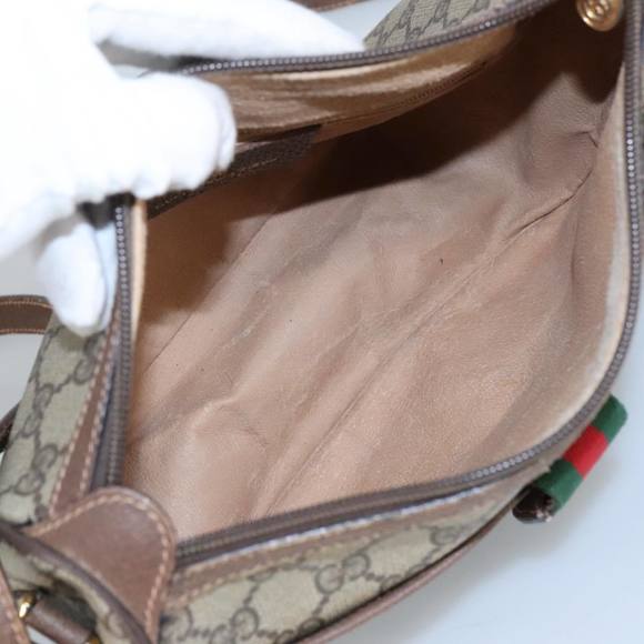 GUCCI GG Supreme Web Sherry Line Shoulder Bag PVC Beige 89 02 032 Auth 97594 - Picture 10 of 16